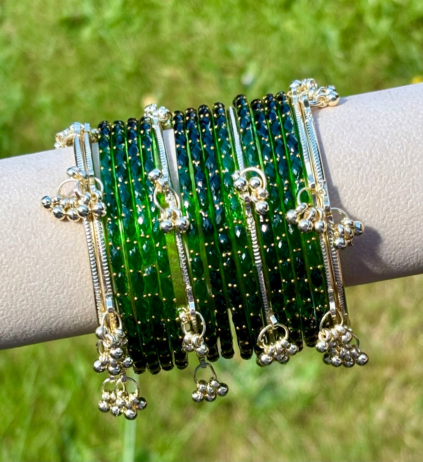 Bottle green jelly bangle set