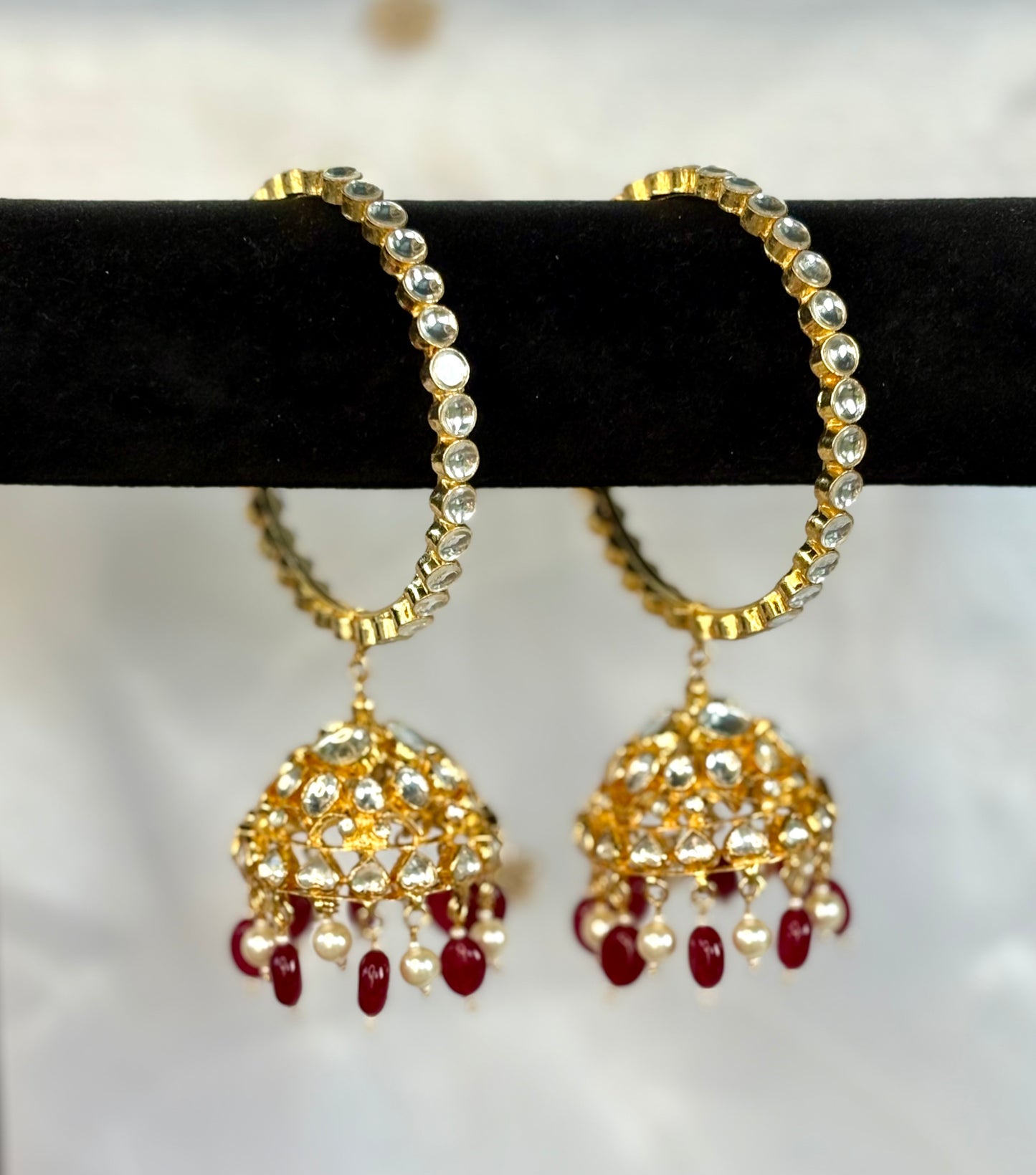 Ruby Pearl Kundan Jhumki