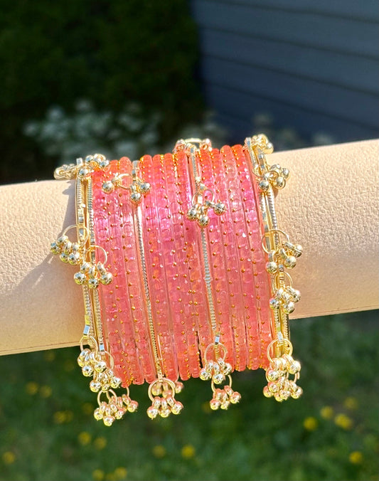 Baby pink jelly glass bangle set