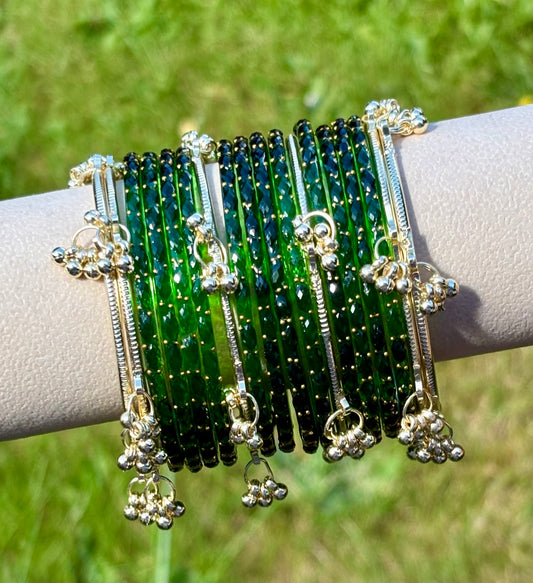 Bottle green jelly bangle set