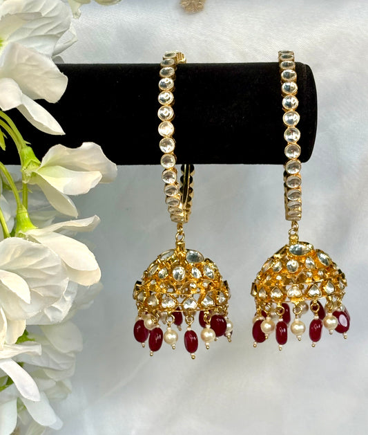 Ruby Pearl Kundan Jhumki